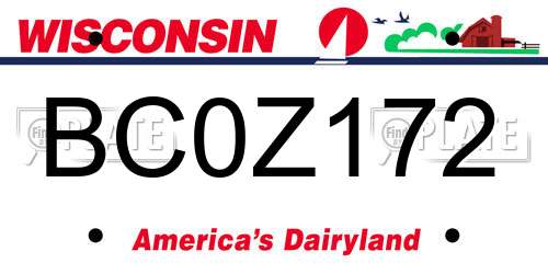 BC0Z172 Wisconsin License Plate