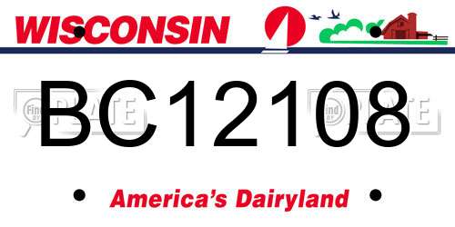 BC12108 Wisconsin License Plate