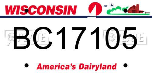 BC17105 Wisconsin License Plate