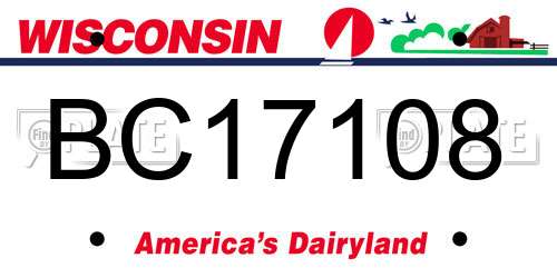 BC17108 Wisconsin License Plate