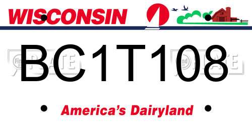 BC1T108 Wisconsin License Plate