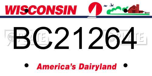 BC21264 Wisconsin License Plate