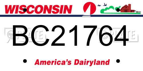 BC21764 Wisconsin License Plate