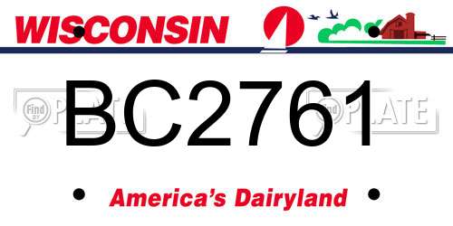 BC2761 Wisconsin License Plate