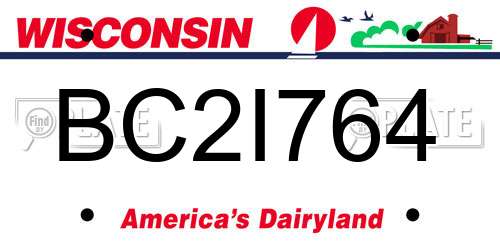 BC2I764 Wisconsin License Plate