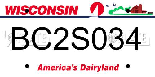 BC2S034 Wisconsin License Plate