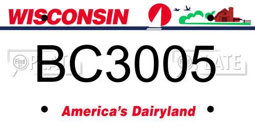 BC3005 Wisconsin License Plate