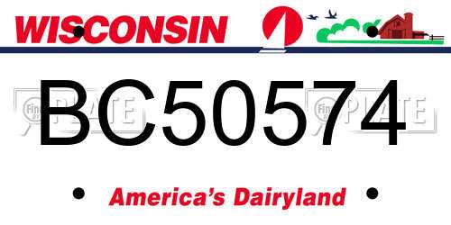 BC50574 Wisconsin License Plate