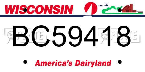 BC59418 Wisconsin License Plate