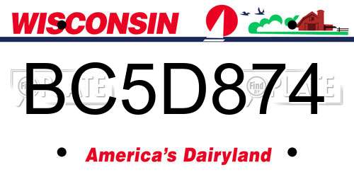 BC5D874 Wisconsin License Plate
