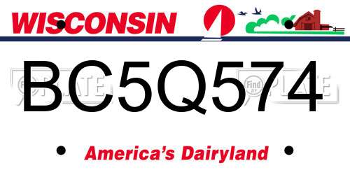 BC5Q574 Wisconsin License Plate