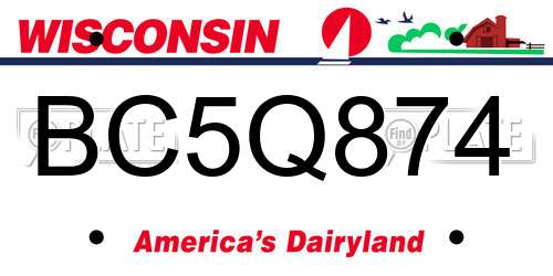 BC5Q874 Wisconsin License Plate