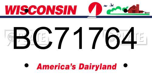 BC71764 Wisconsin License Plate
