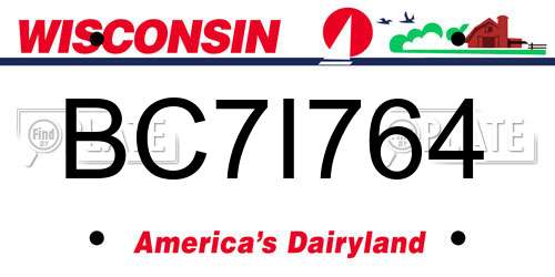 BC7I764 Wisconsin License Plate