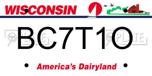 BC7T1O Wisconsin License Plate