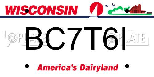 BC7T6I Wisconsin License Plate