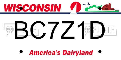BC7Z1D Wisconsin License Plate