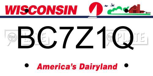 BC7Z1Q Wisconsin License Plate