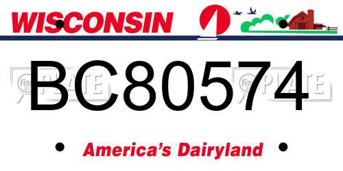 BC80574 Wisconsin License Plate