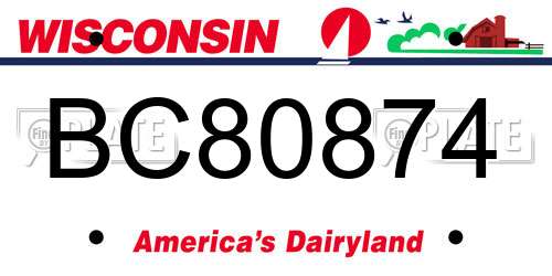 BC80874 Wisconsin License Plate