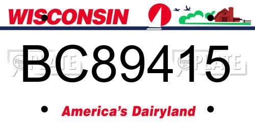 BC89415 Wisconsin License Plate