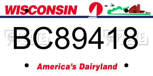 BC89418 Wisconsin License Plate