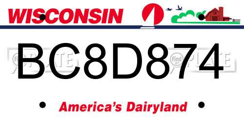 BC8D874 Wisconsin License Plate