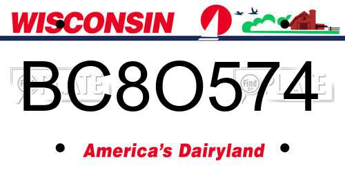 BC8O574 Wisconsin License Plate