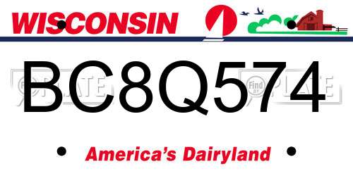 BC8Q574 Wisconsin License Plate