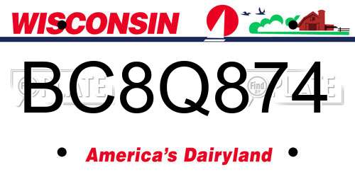 BC8Q874 Wisconsin License Plate