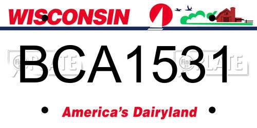 BCA1531 Wisconsin License Plate