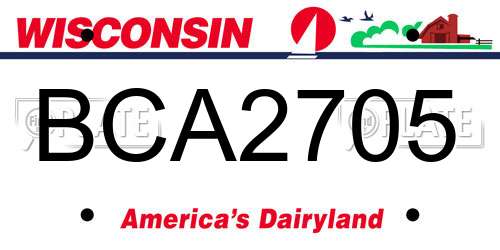 BCA2705 Wisconsin License Plate