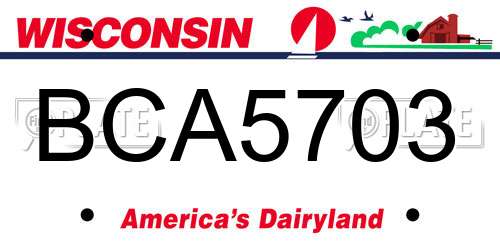 BCA5703 Wisconsin License Plate