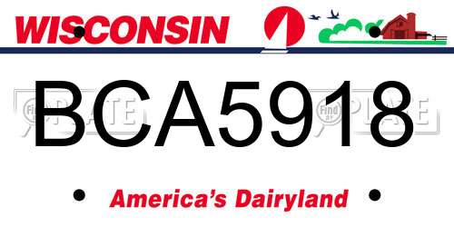 BCA5918 Wisconsin License Plate