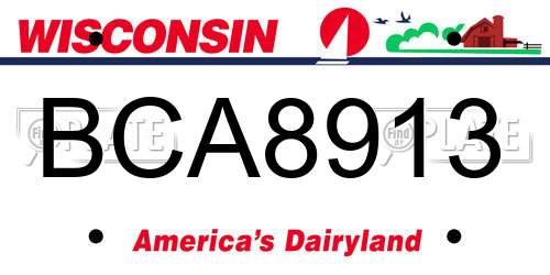 BCA8913 Wisconsin License Plate