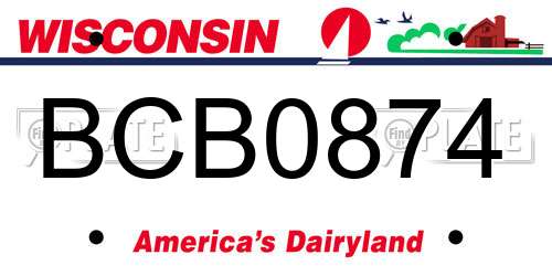BCB0874 Wisconsin License Plate