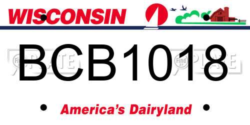BCB1018 Wisconsin License Plate