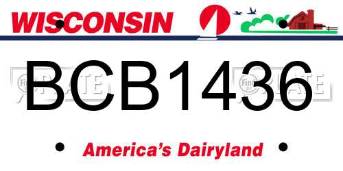 BCB1436 Wisconsin License Plate