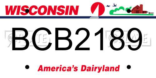BCB2189 Wisconsin License Plate
