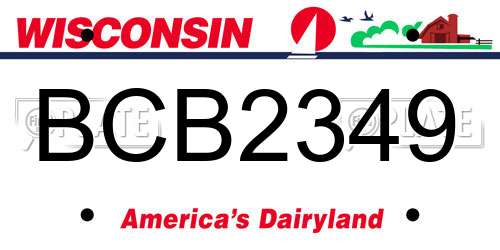 BCB2349 Wisconsin License Plate