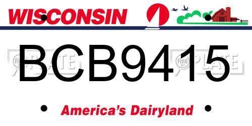 BCB9415 Wisconsin License Plate