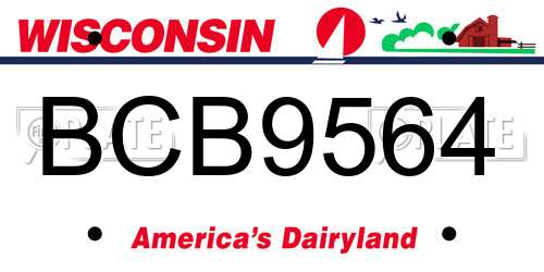 BCB9564 Wisconsin License Plate