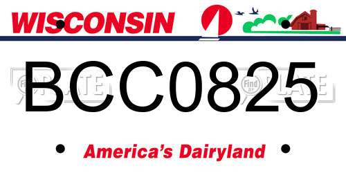 BCC0825 Wisconsin License Plate