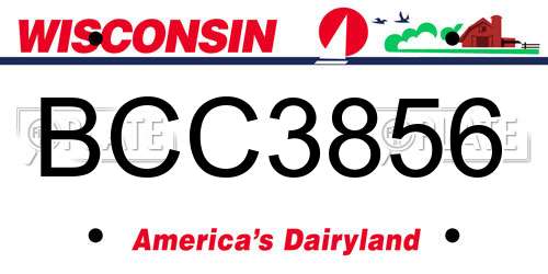 BCC3856 Wisconsin License Plate