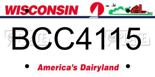 BCC4115 Wisconsin License Plate