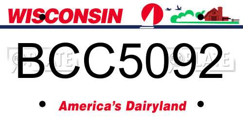 BCC5092 Wisconsin License Plate