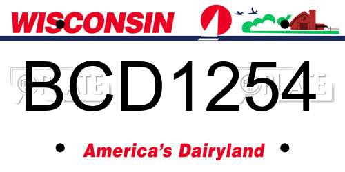 BCD1254 Wisconsin License Plate