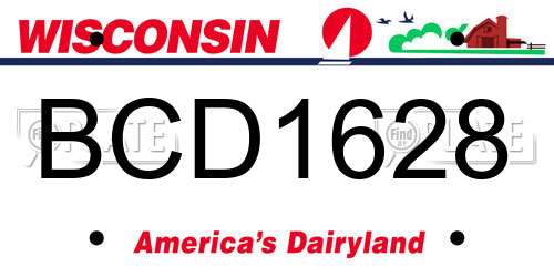 BCD1628 Wisconsin License Plate