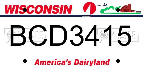 BCD3415 Wisconsin License Plate