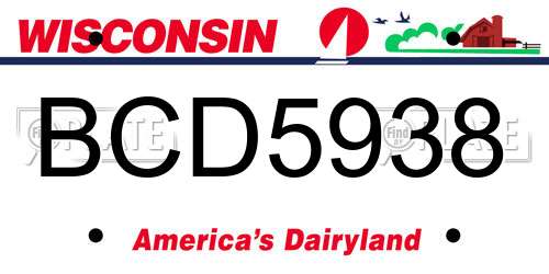 BCD5938 Wisconsin License Plate